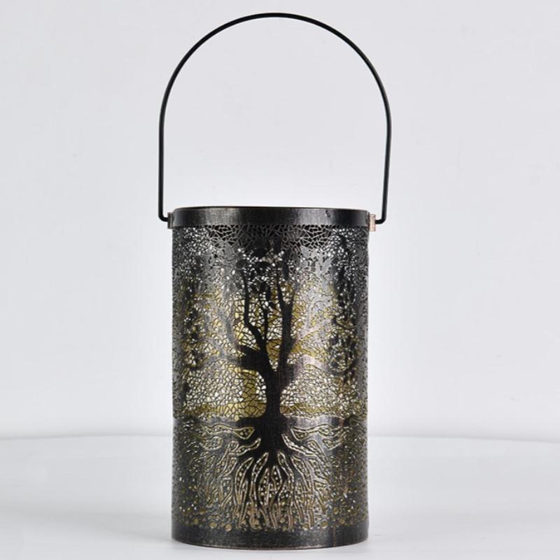 

Solar Powered Iron Tree Outdoor Light, Auto On/Off Waterproof Garden Decor Hanging Lantern for Patio, Yard