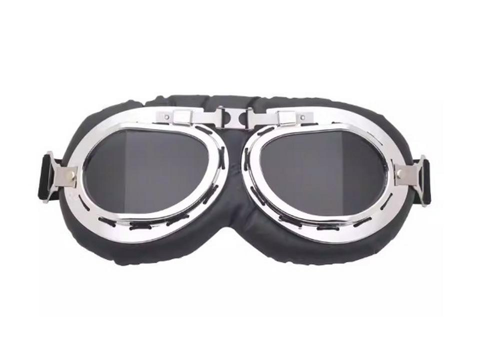 Retro Silver Frame Harley Motorcycle Goggles - Foldable Windproof Antique Bronze Design for Karting