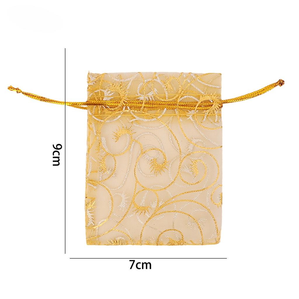 Goldene Organza-Geschenktüten mit Kordelzug Schmuckaufbewahrung Netzbeutel Süßigkeitenverpackungsbeutel Hochzeitsgeschenk Weihnachtsfeier Süßigkeitenbeutel