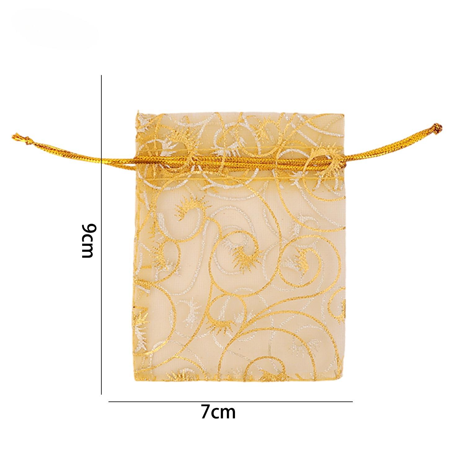 

Gold Organza Gift Bags with Drawstring Jewelry Storage Mesh Pouch Candy Packing Bags Wedding Favor Christmas Party Candy Bag 10pcs