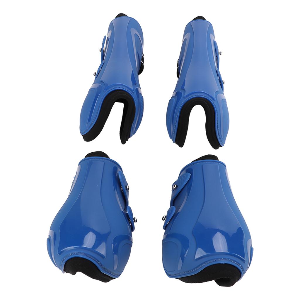 Horse Leg Boots PU Elastic Breathable Thickened Front Hind Horse Leg Protector for TendonBlue Set