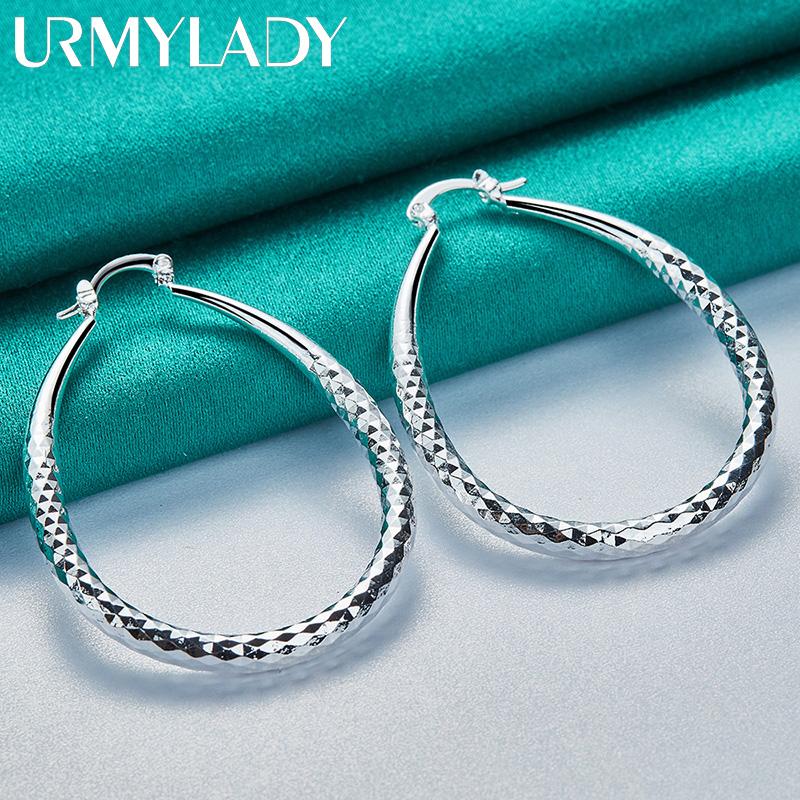 925 Sterling Silver Diamond Texture Earrings For Women Charm Jewelry