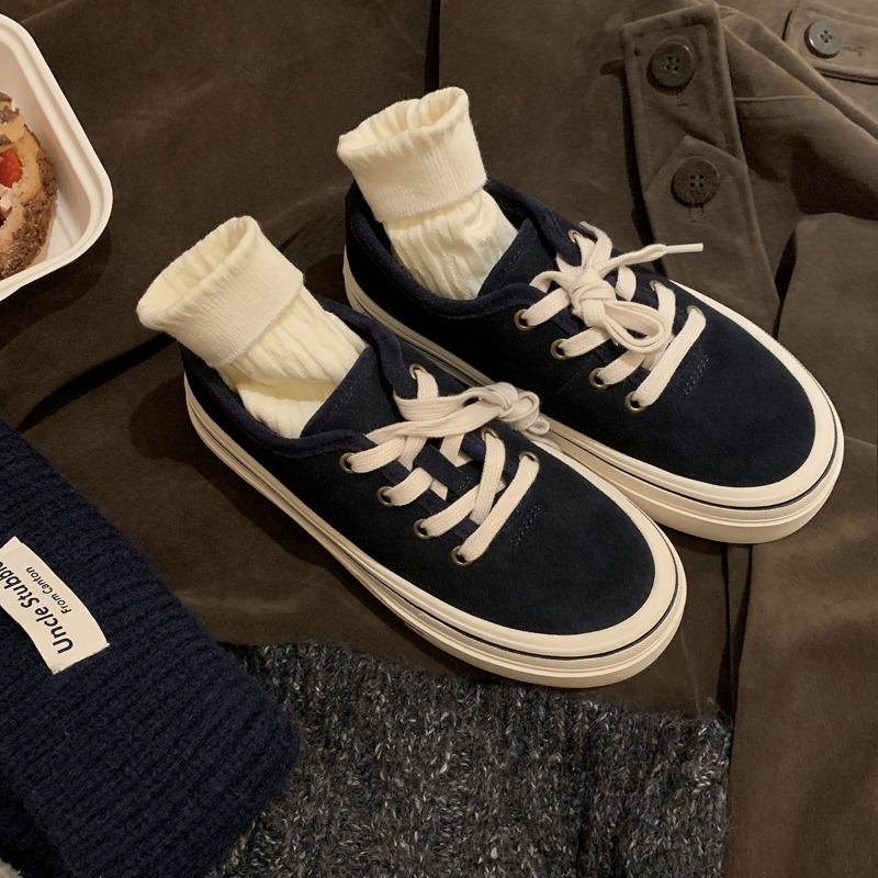 

Round head thick-soled lace-up inner height-increasing canvas shoes low-top versatile casual wind shoes 40
