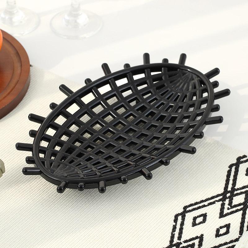 Knitting Craft Fruit and Snack Storage Basket - Plastic Draining Tray for Fruits, Vegetables, & Bread Piece