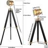 Tripod Metal Floor Lamp Swivel Head Ebony Tall Standing Spotlights for Bedroom