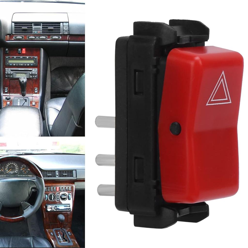 Warning Flasher Switch, Warning Hazard Light Emergency Flasher Switch 1248200110 Red Replacement for W124 W201 W202