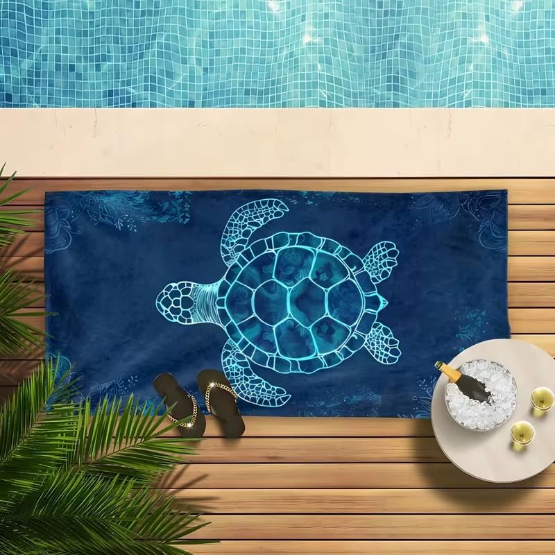 Sea Turtle Beach Towel Ocean Landscape Turtle Print Quick Dry Sandproof Absorbent Towel for Beach Pool Travel Vacation