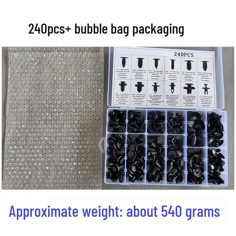 HE01 Universal Snap Fasteners 240PCS for Ford & Honda: Plastic Clips, Glue Pins, Rivets