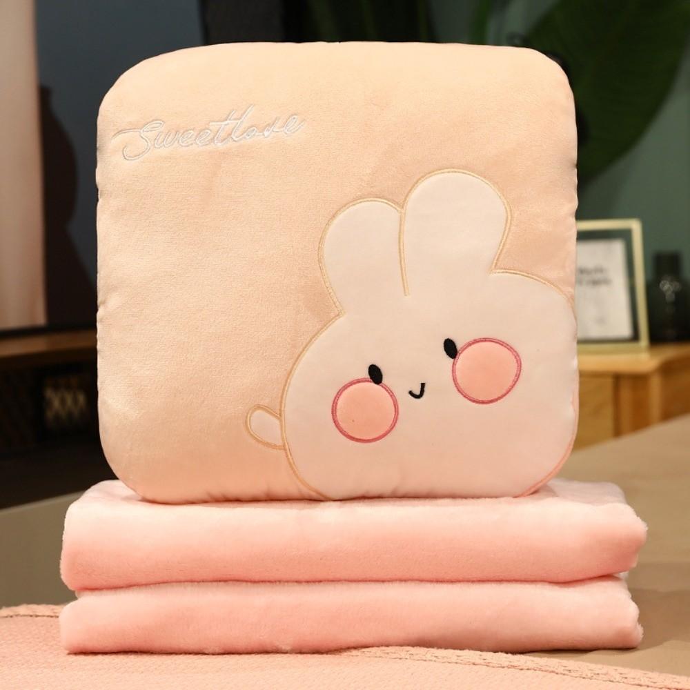 New Cute Cartoon Plush Pillow Portable Folding Sofa Back Cushion Multifunctional 3-in-1 Office Nap Cushion Blanket