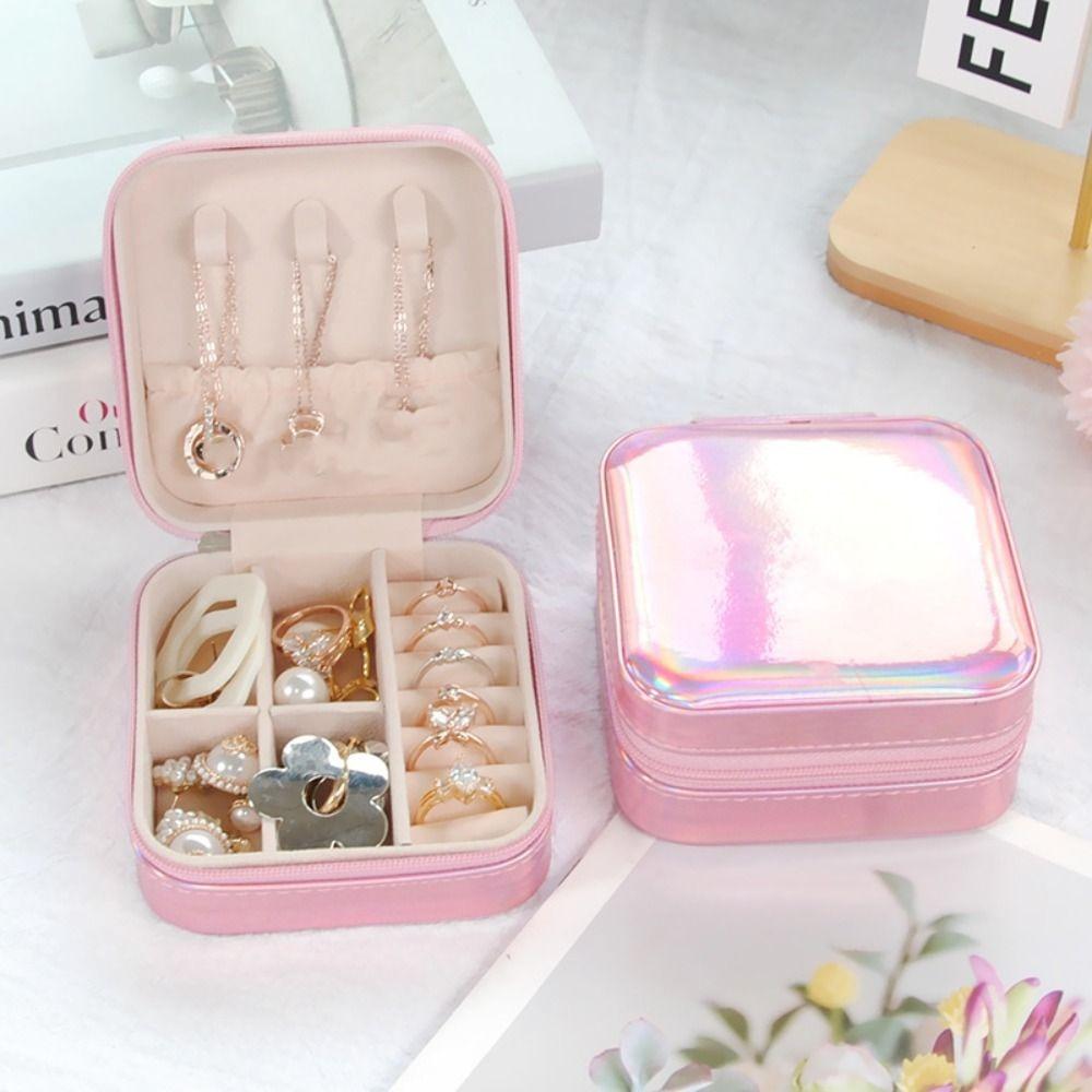 Laser Jewelry Packing Bag PU Leather Mini Jewelry Display Box Fashion Earrings Storage Case  Travel