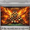 2D Vintage Feuer Billard Kulisse, Pool Billard Fotografie Hintergrundtuch für Bar & Party