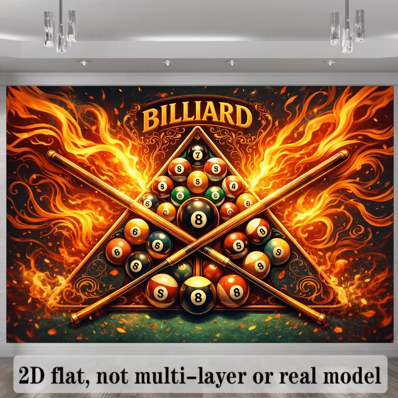 2D Vintage Feuer Billard Kulisse, Pool Billard Fotografie Hintergrundtuch für Bar & Party