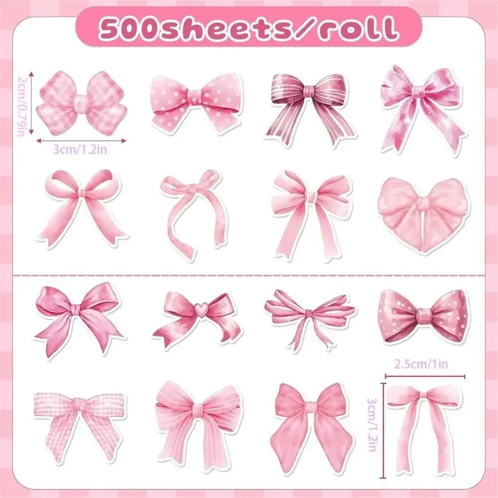 500Pcs/Roll Cute Cartoon Bow Seal Stickers Adhesive Stationery Sticker Bowknot Sticker Packaging Stickers Packaging Decoration