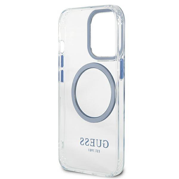 Guess Guhmp13Lhtrmb Iphone 13 Pro / 13 6,1 Niebieski/Blue Hard Case Metal Outline Magsafe