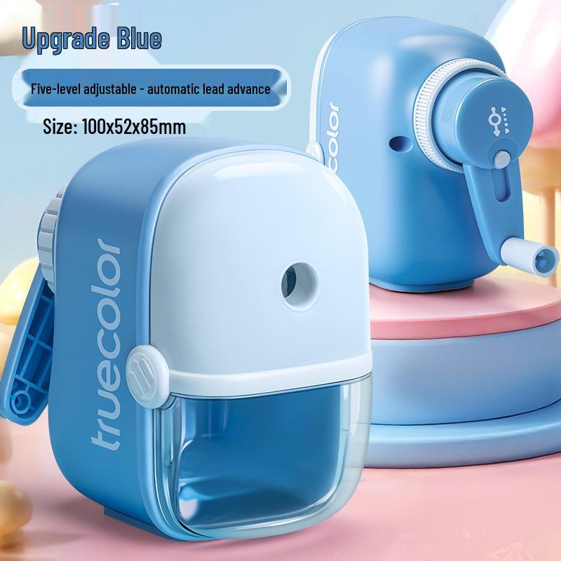 True Color Hand-Crank Pencil Sharpener with Automatic Lead Advance for Students and Kids