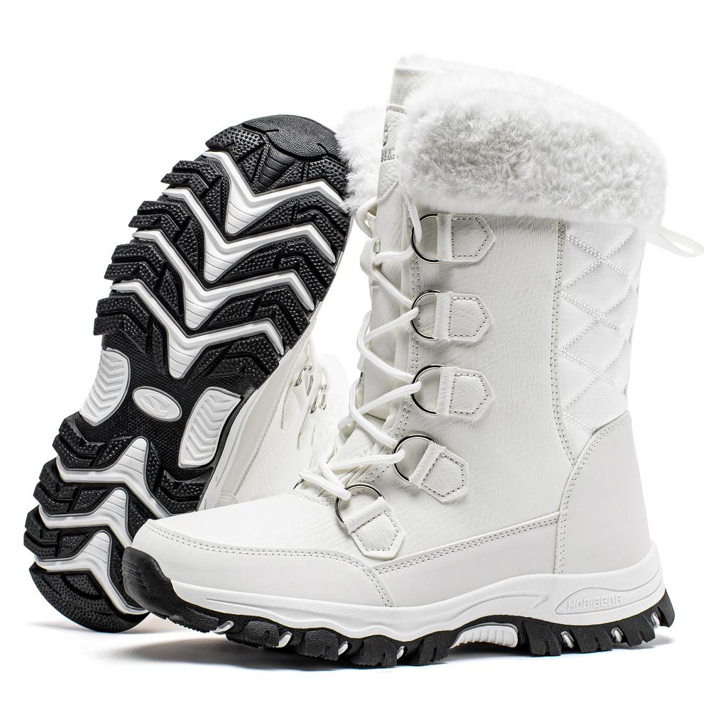 HOBIBEAR Snow Boots Women Non-Slip Outdoor Shoes Winter Waterproof Snow Boots Warm Fur Lined Comfortable Shoes for Women