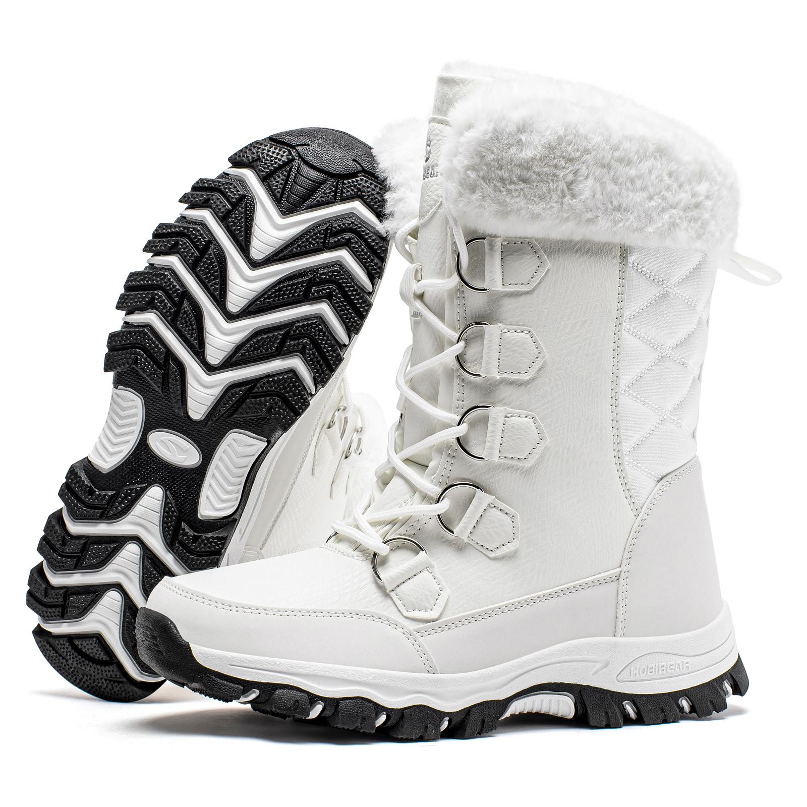 

HOBIBEAR Жіночі зимові черевики, Нековзке вуличне взуття, Зимові водонепроникні черевики, Тепле хутряне підкладкове взуття, Зручне взуття для жінок 37