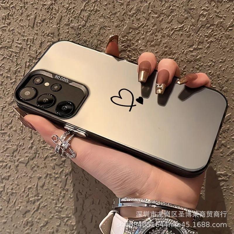 Applicable To Samsung Color Silver Case S24/S25ULTRA Simple Love GalaxyS23/NOTE20 Mobile Phone Case