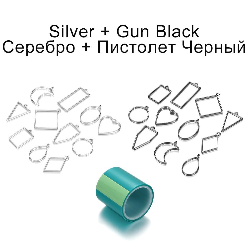 11 Style/lot Geometric Figure Charm Hollow Glue Blank Pendant Tray Bezel Epoxy Resin Molds For DIY Jewelry Making Supplies