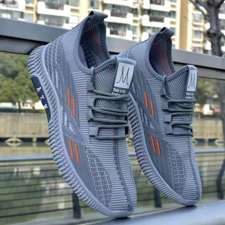 

Spring and summer new mesh casual soft sole non-slip sports casual breathable shoes one-pedal men s shoes 44 серый