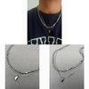 Geometric Pendant Necklace For Men Women Titanium Steel Double Layer Chain Jewelry