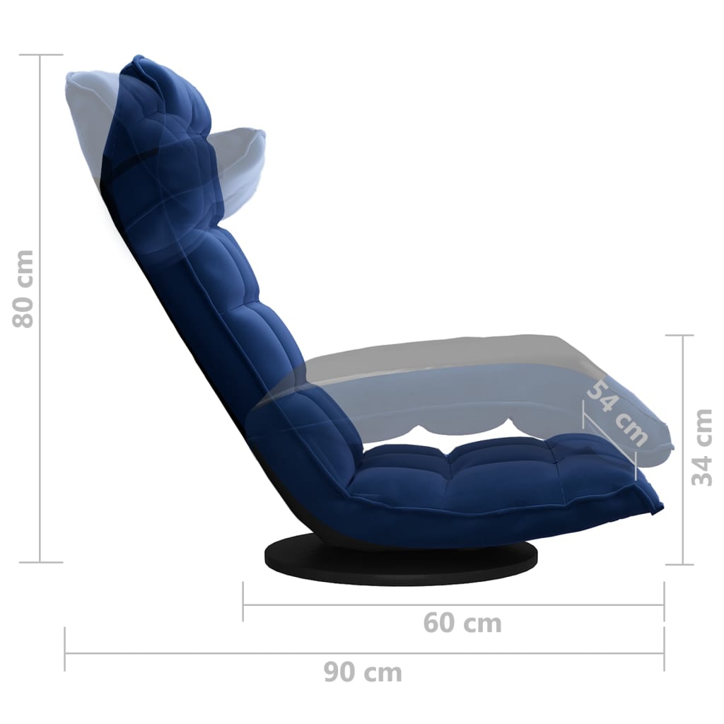 Floor Chair Swivel Blue Velvet