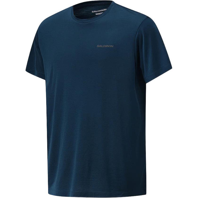 SALOMON Letter Logo Round Neck Short Sleeve T-Shirt Men Tops Dark-Blue C28082