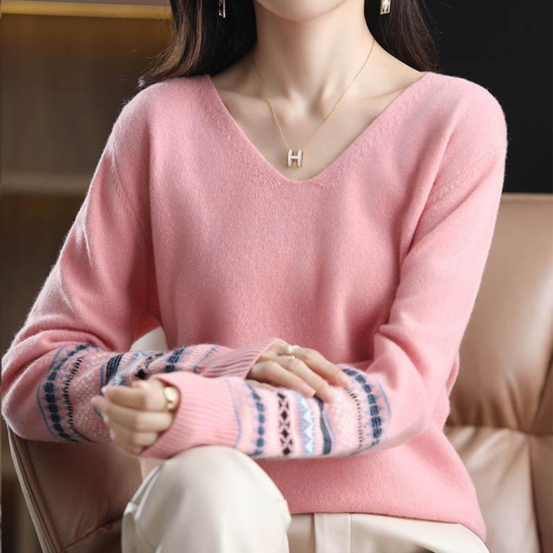 Pulover pentru Femei Toamnă Iarnă Îngroșat Călduros Tricotat Elastic Mânecă Lungă Decolteu în V Topuri