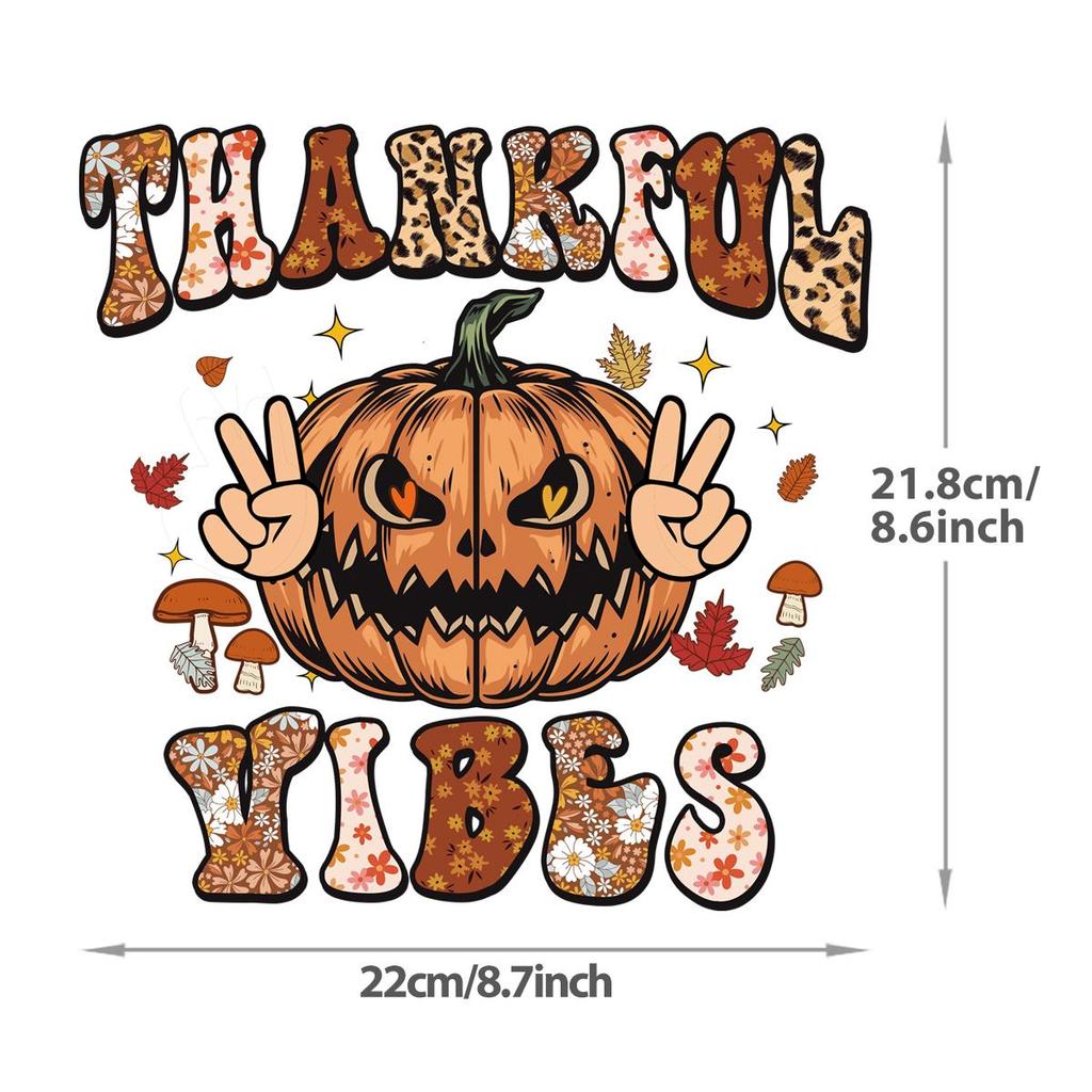 Autumn Pumpkin Thermal Sticker Patch A-Level Washable Diy Hoodies Tops Thermal Press Vinyl Clothing Badges Patches Hot