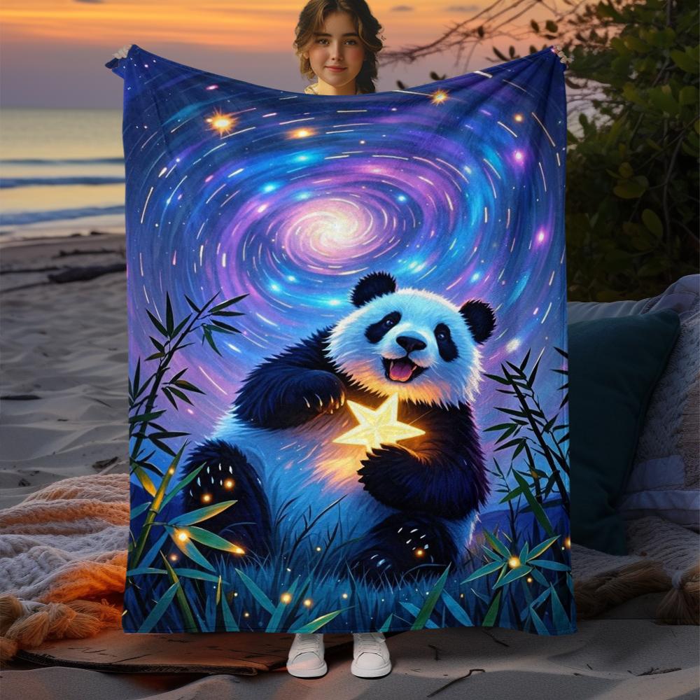 

Dreamy Panda Flannel Throw Blanket for Bedroom Living Room Sofa, Couch Decor Soft Fuzzy Lightweight Cartoon Panda Print Blanket 75x90cm