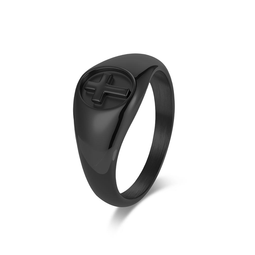 11mm Stainless Steel Gloosy Cross Ring for Men Fashion Jewelry