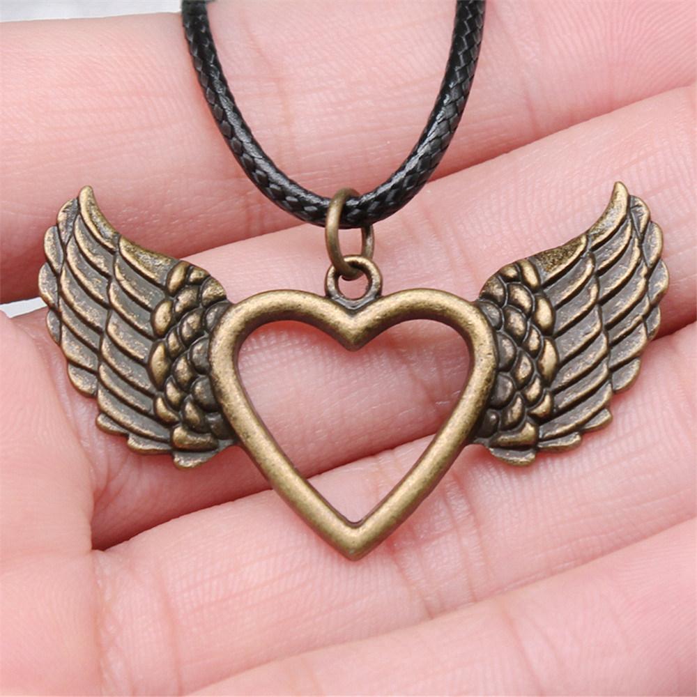 Love Heart Angel Peace Dove Pendant Antique Bronze Metal Bridesmaid Choker Necklace New Arrival Gift