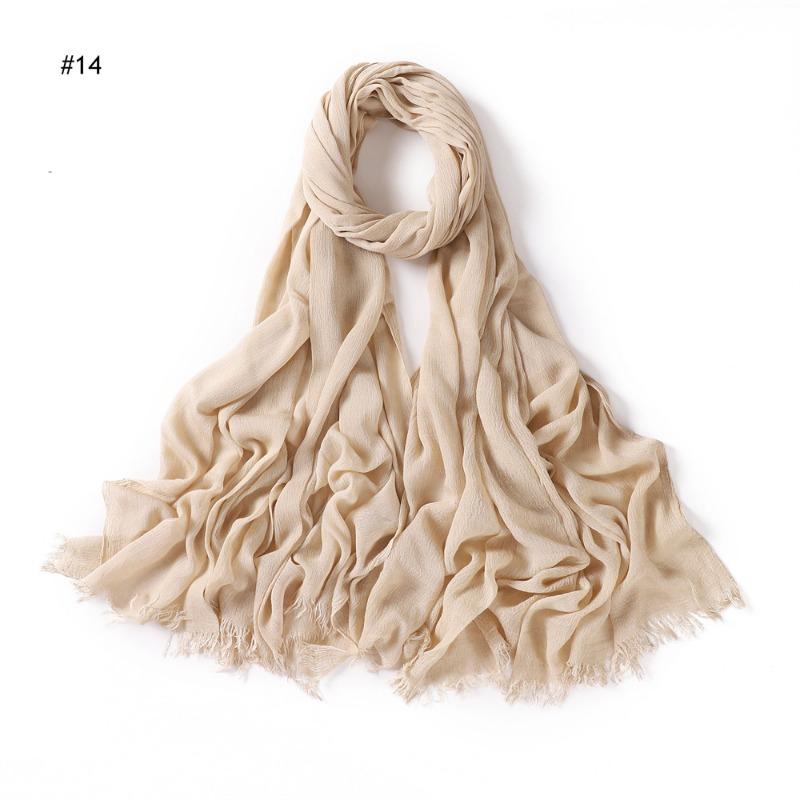 % Rayon Pleated Solid Color Human Cotton Two-end Beard Bag Headscarf Female, New Breathable Soft Scarf