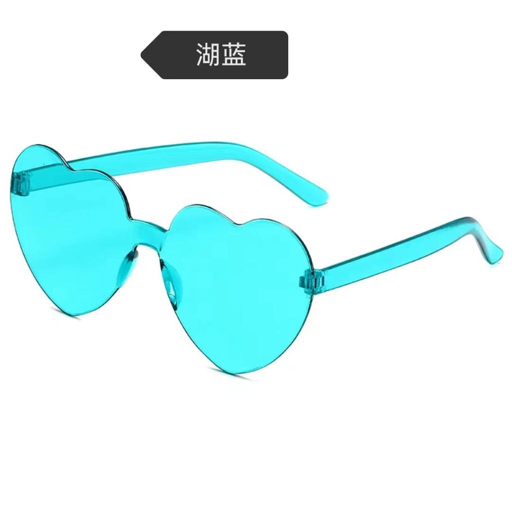 Peach Heart Sunglasses Love Glasses Trend Frameless One-Piece Marine Film Dazzling Color Sunglasses