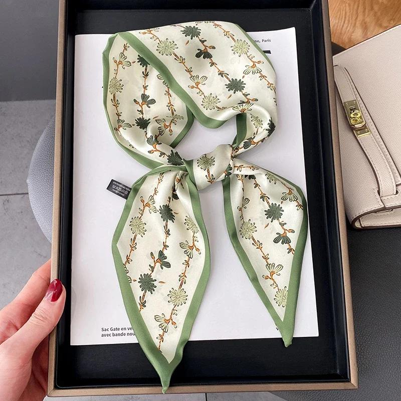 Fashion Print Hair Ribbon Scarf Women Neck Tie Bag Scarfs Satin Silk Skinny Headscarves Ladies Foulard Floral Bands 2026 New