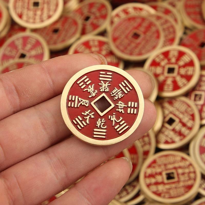 Solid Brass Chinese Feng Shui Lucky Coins With Engraved Patterns For Home Decor Collection Gifting