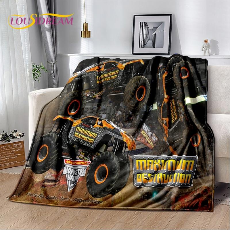 Monster Truck 3D Monster Jam Cartoon Soft Blankets,Keep Warm Throw Blanket Comfortable Blanket for Picnic Beds Sofa Home Bedroom