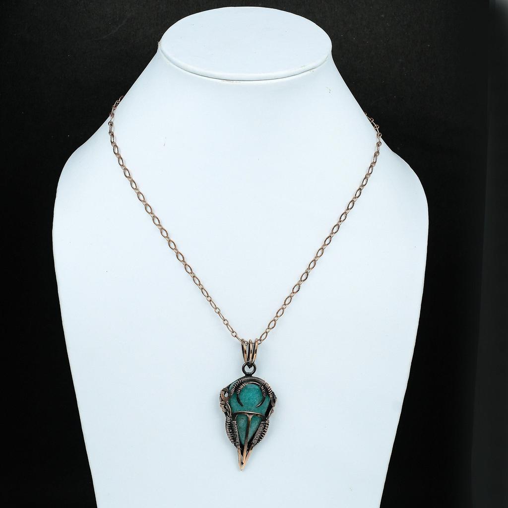 Amazonite Pendant Gemstone Pendant Copper Wire Wrapped Pendant Amazonite Copper Jewelry For Women Handmade Designer Pendant Gift For Friend