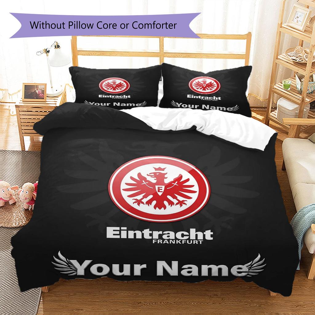 Eintracht Frankfurt Custom Name Pattern Bedding,Quilt Set Quilt Cover Pillowcase Home Birthday Gift(1 * duvet cover + 2 * pillowcase, without core)