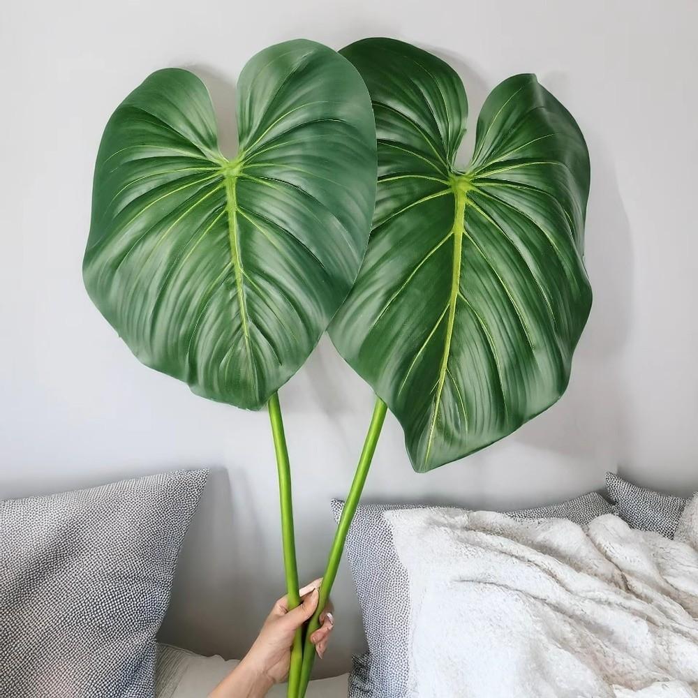 Green Plants Artificial Calla Leaves Plastic Artificial Arrowroot Leaf Banana Leaf  Room Decor