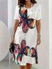 New Summer Mid-length Dress 3D Printed Design Casual for Outings and Parties