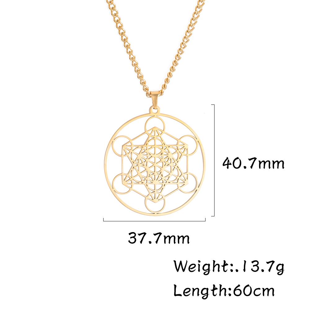 Dawapara Metatron's Cube Symbol Medal Necklace Stainless Steel Sacred Geometry Spiritual Protection Talisman Pendant