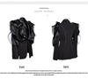 Niche Elegant Black 3D Ruffle Asymmetrical Slim Blazer