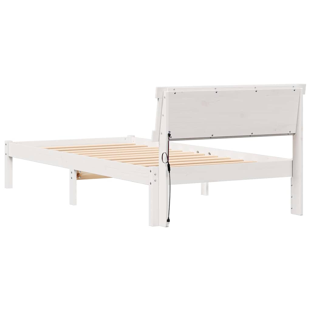 White Bed Frame with Headboard 80 x 200 cm Solid Pine Wood