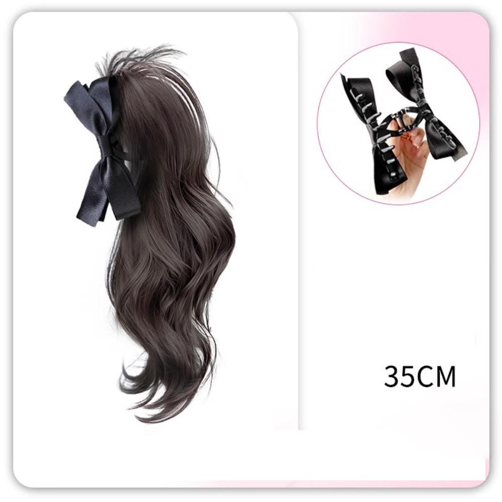 Women's Clip-on Synthetic Wig Bow Half-tied Ponytail Curly Hair Gentle Versatile Shark Clip Wig Fluffy Hair Growth Simulation