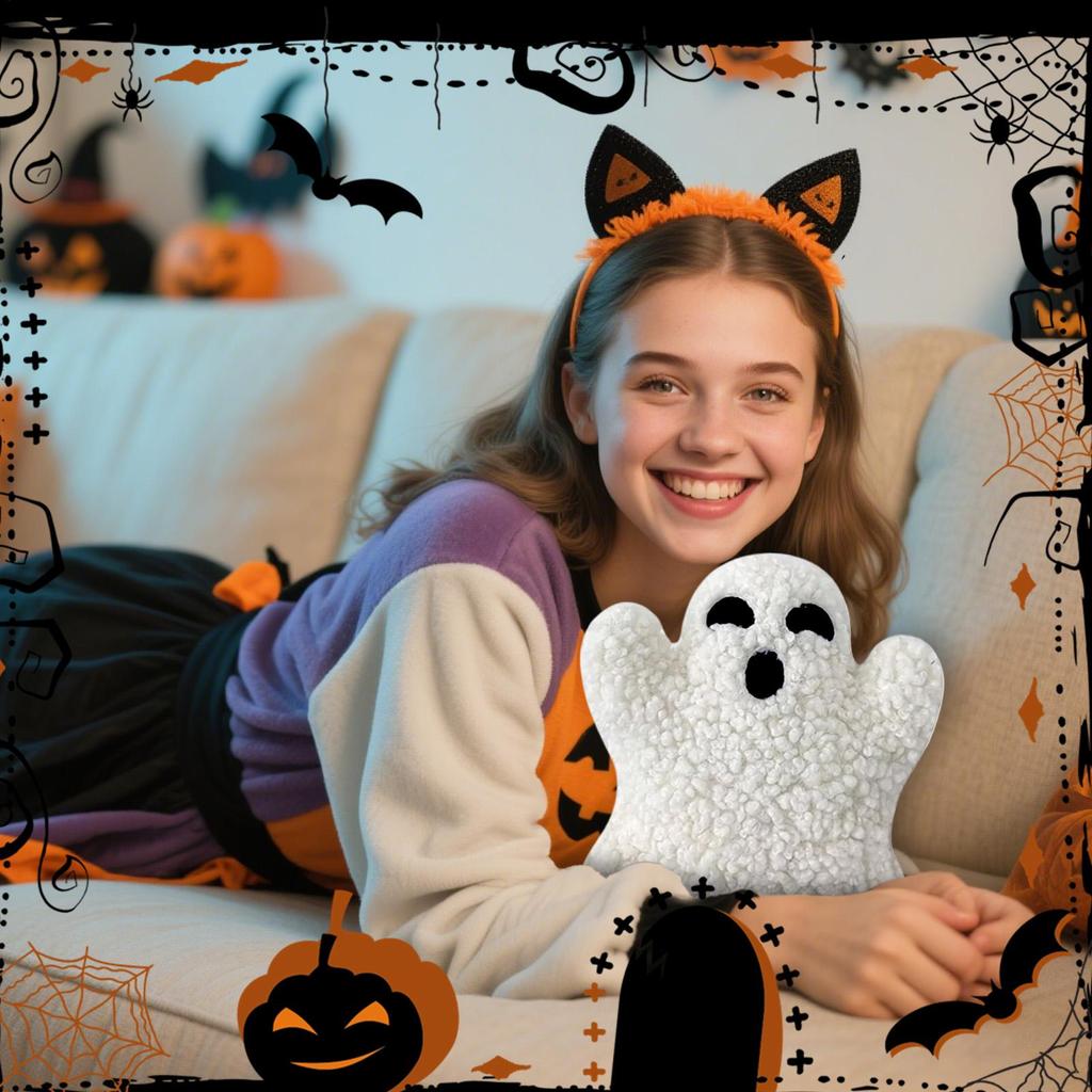 Ghost Pillow Ghost Decor Party Decorative Pillows Halloween Decorations Cushion For Fall Holiday Indoor Living Room Sofa Bedroom