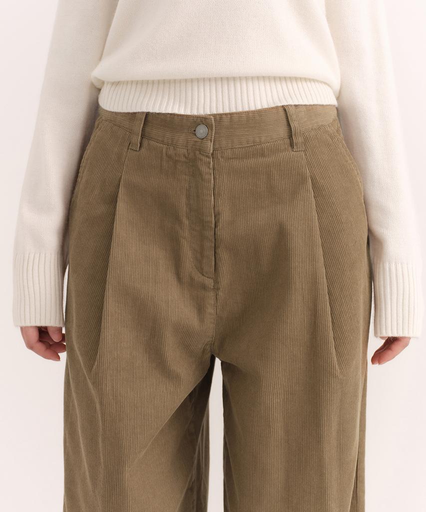 MUSINSA STANDARD WOMAN 11W Corduroy Deep Tuck Wide Pants [Sand Beige]