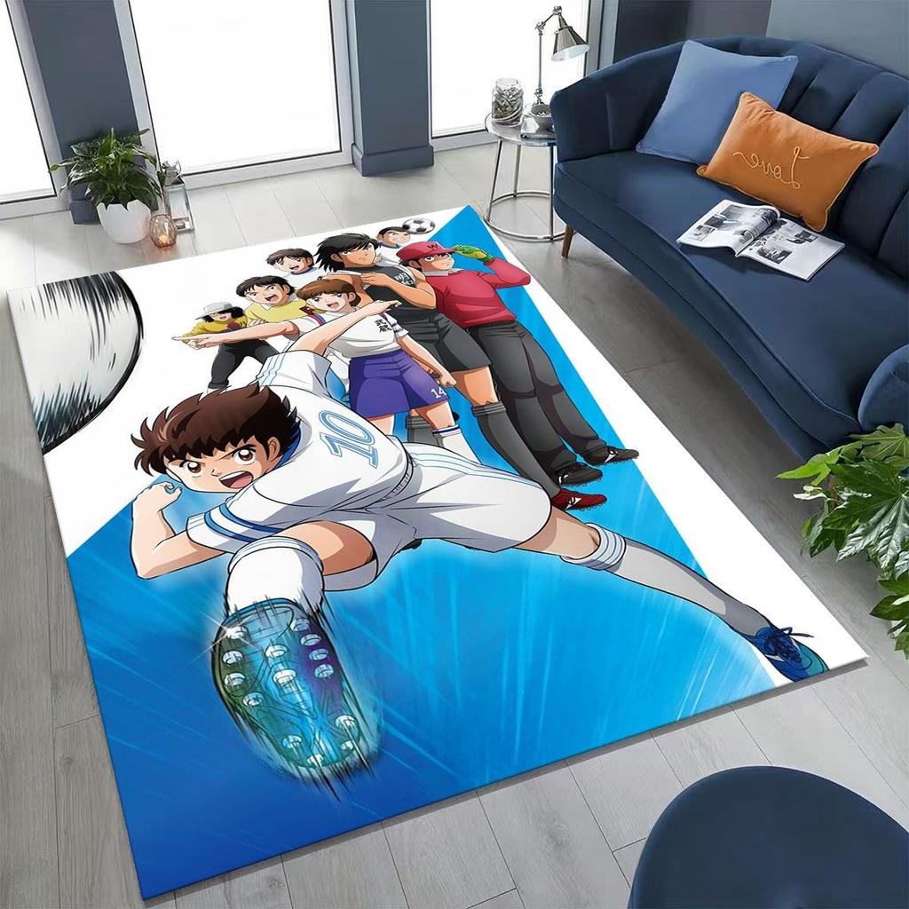Captain Ozora Tsubasa Cartoon Football Rug for Bedroom Living Room Sofa Home Doormat Decor, Large Kids Play Non-slip Floor Mat