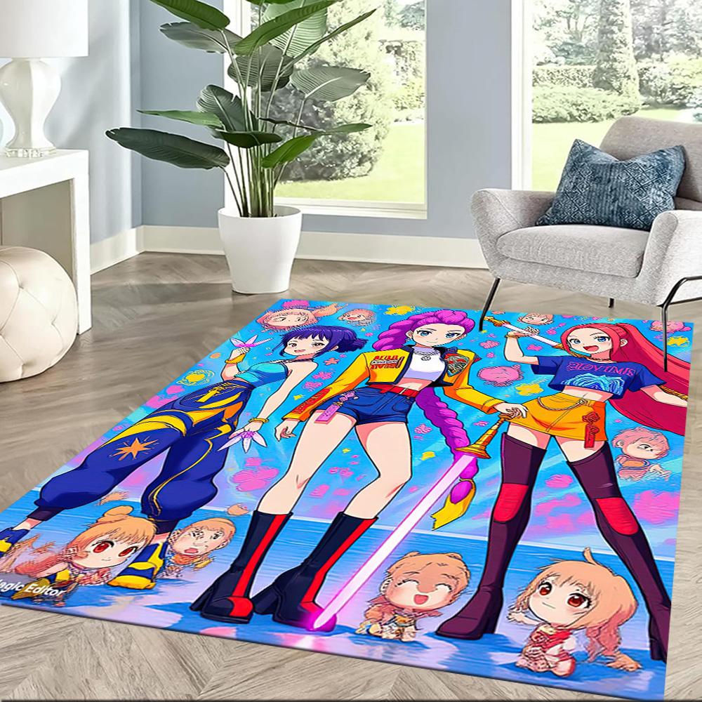 K-pop Demon Hunters Huntrix Square rugs are a great choice for living rooms, bedrooms, home décor, and as gifts