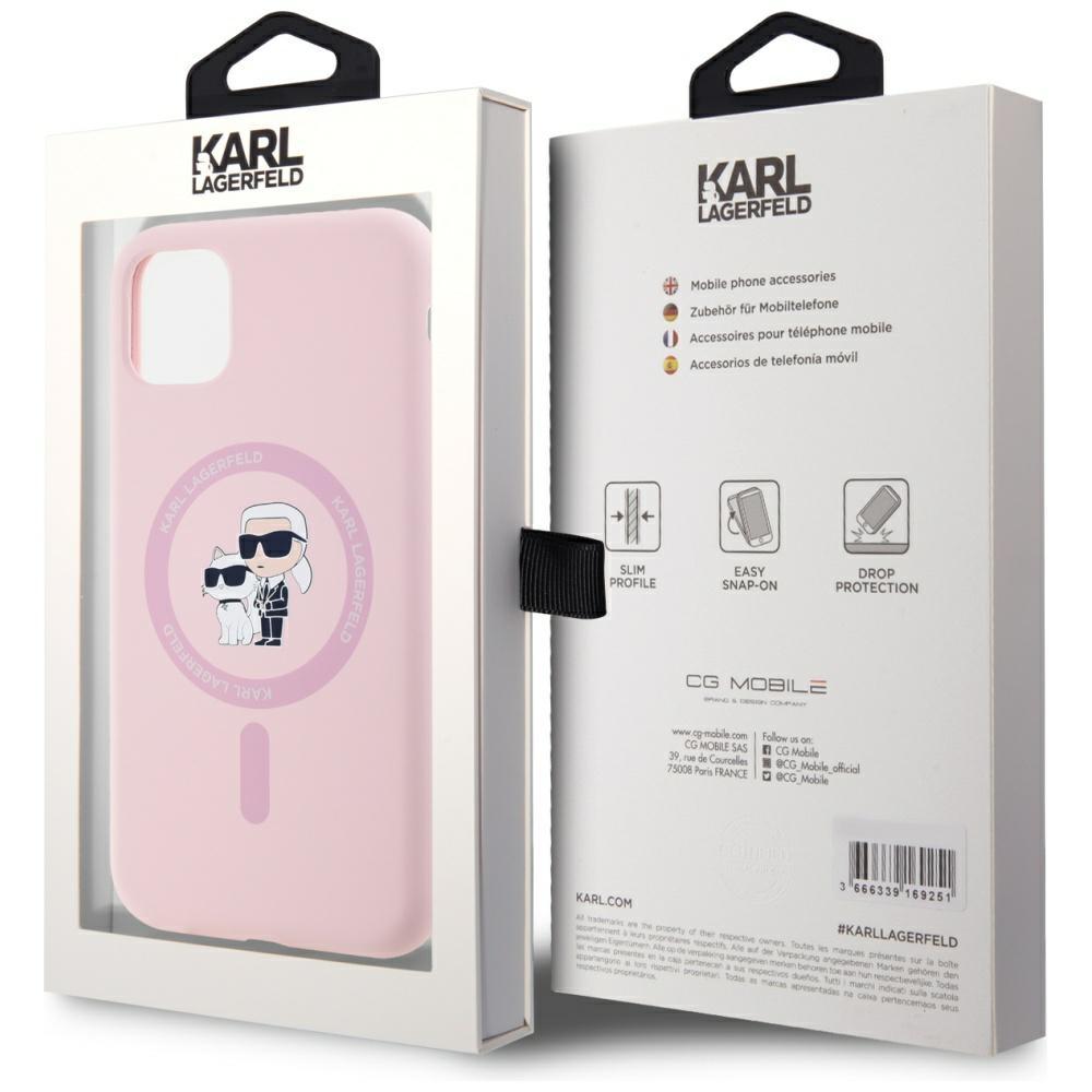 Etui do iPhone 11 Karl Lagerfeld Silicone MagSafe Różowe